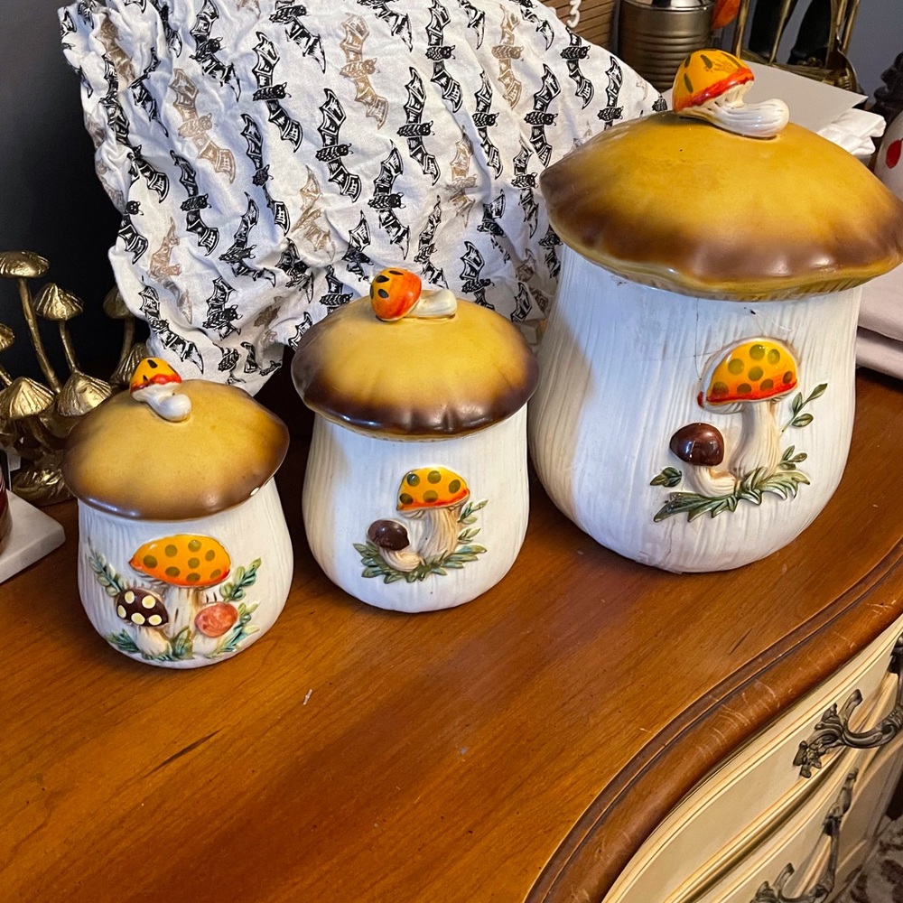 3 piece Sears mushroom canister